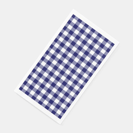 Klassischer Navy Blue und White Gingham Karo Serviette (Ecke)
