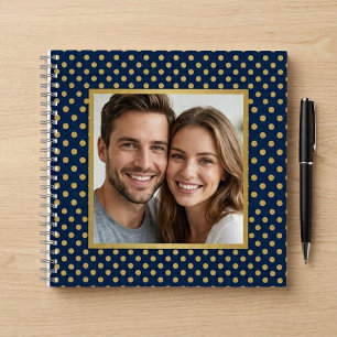 Klassischer Navy- und Gold-Polka-Punkt-Rahmen-Foto Notizblock