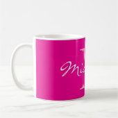 Klassischer neonpinker Namensmonogramm-Kaffeebeche Kaffeetasse (Links)
