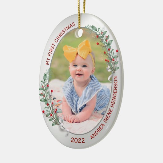 Klassischer Neugeborener 1. Weihnachtsgeburten Pfl Keramik Ornament (Links)