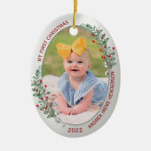 Klassischer Neugeborener 1. Weihnachtsgeburten Pfl Keramik Ornament (Vorne)