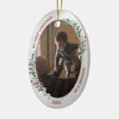 Klassischer Neugeborener 1. Weihnachtsgroßvater Keramik Ornament (Links)
