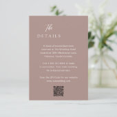 Klassischer, neutraler QR-Code Elegante Hochzeit Begleitkarte (Stehend Vorderseite)