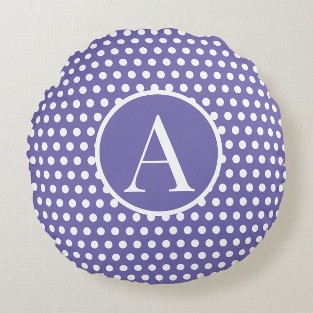 Klassischer Niedlich Chic Anfangsbuchstabe Polka D Rundes Kissen (Vorderseite)