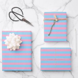 Klassischer Niedlicher Chic Light Blue & Light Pin Geschenkpapier Set