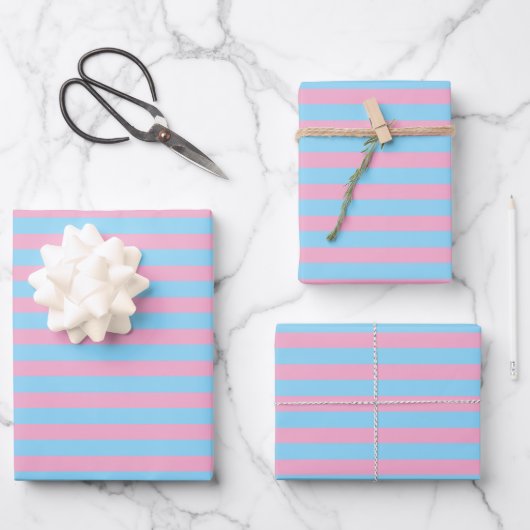 Klassischer Niedlicher Chic Light Blue & Light Pin Geschenkpapier Set (Vorderseite)