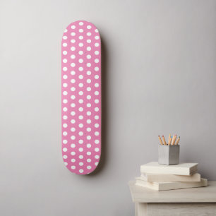 Klassischer Niedlicher Polka Dot Rosa und Weiß Skateboard