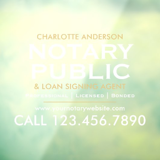 Klassischer Notar Public Promotion White Gold Fensteraufkleber (Blatt 3)