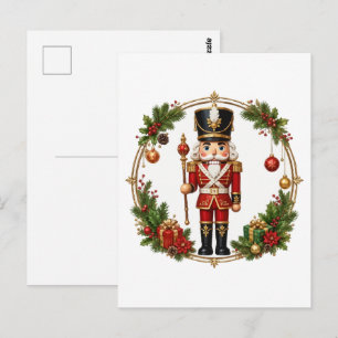 Klassischer Nussknacker-Weihnachtskranz Urlaub  Postkarte