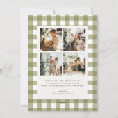 Klassischer Olive Gingham Karo 5 Foto Weihnachten (Rückseite)