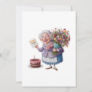 Klassischer Oma-Geburtstag mit riesigen Blumen Dankeskarte