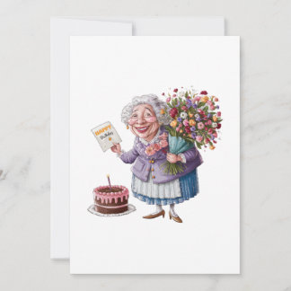 Klassischer Oma-Geburtstag mit riesigen Blumen Einladung