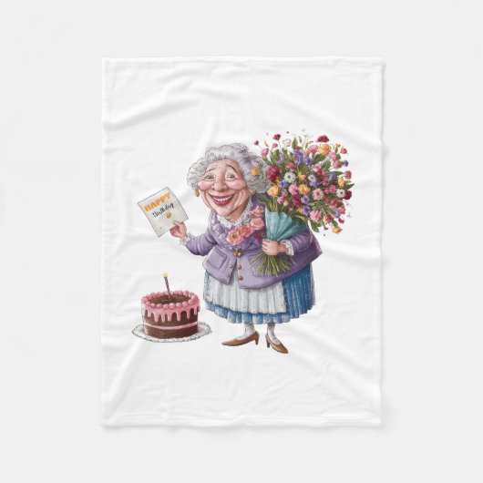 Klassischer Oma-Geburtstag mit riesigen Blumen Fleecedecke (Vorderseite)