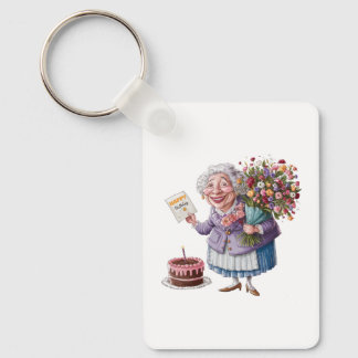 Klassischer Oma-Geburtstag mit riesigen Blumen Schlüsselanhänger