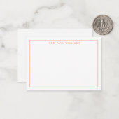 Klassischer Orange Beruflich Simple Thin Border Mitteilungskarte (Vorderseite/Rückseite Beispiel)