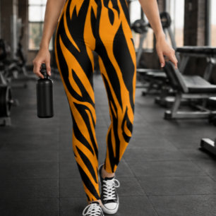Klassischer orange-schwarzer Tigergestreifendruck Leggings