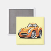 Klassischer orangefarbener Toon-Wagen Magnet (Vorderseite/Rückseite)