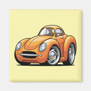 Klassischer orangefarbener Toon-Wagen Magnet