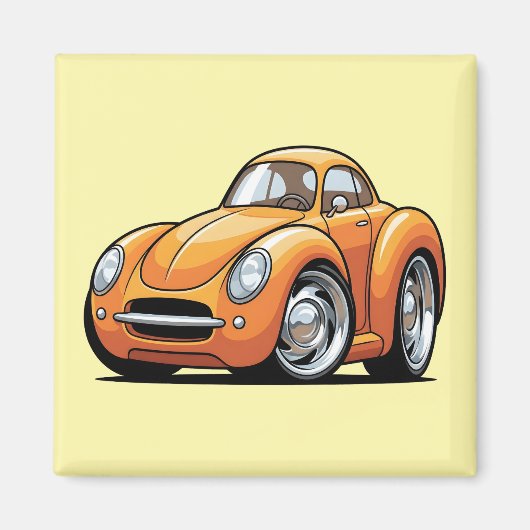 Klassischer orangefarbener Toon-Wagen Magnet (Vorne)