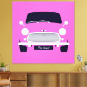Klassischer Original Pink Austin Mini Cooper Leinwanddruck (Insitu (Wohnzimmer))