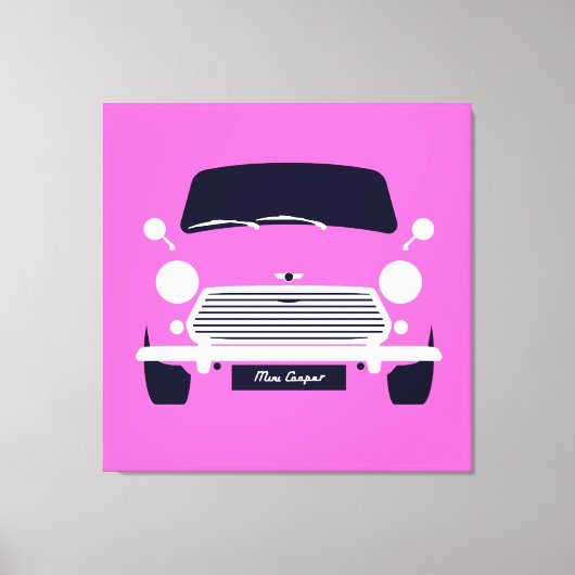 Klassischer Original Pink Austin Mini Cooper Leinwanddruck (Vorderseite)