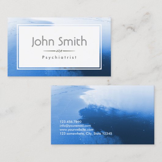 Klassischer Ozean-Blau-Psychiater Visitenkarte (Vorne/Hinten)