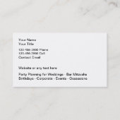 Klassischer Party-Planer und Organisator Visitenkarte (Rückseite)