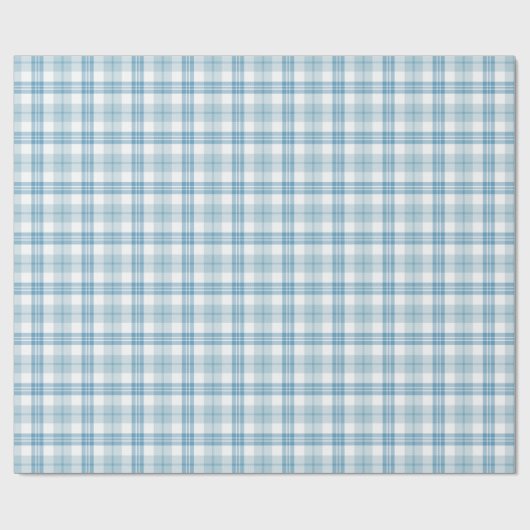 Klassischer Pastellblau und weißer Tartan Geschenkpapier (Flach)