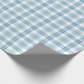 Klassischer Pastellblau und weißer Tartan Geschenkpapier (Ecke)