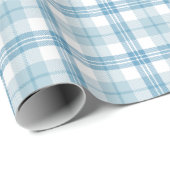 Klassischer Pastellblau und weißer Tartan Geschenkpapier (Rolleneckpunkt)