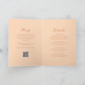 Klassischer Peach QR Code Elegante Hochzeit Einladung (Innenseite)