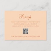 Klassischer Peach QR Code Elegante Hochzeit RSVP Karte (Vorderseite)