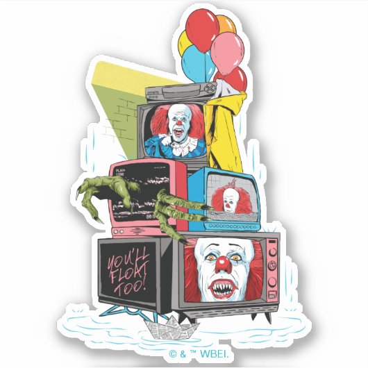 Klassischer Pennywise-TV-Stack - Sie werden auch s Aufkleber (Vorderseite)