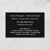 Klassischer Personal Fitness Trainer Cool Visitenkarte (Rückseite)