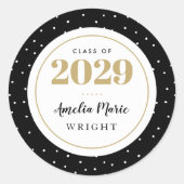 Klassischer Personalisierter Abschluss aus Schwarz Runder Aufkleber (Vorderseite)