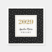 Klassischer Personalisierter Abschluss aus Schwarz Serviette (Vorderseite)