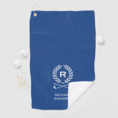 Klassischer Personalisierter Monogramm-Name Blau Golfhandtuch (Insitu)