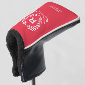 Klassischer Personalisierter Monogramm Name Red Pu Golf Headcover (3/4 Vorderseite)