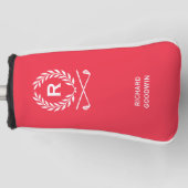 Klassischer Personalisierter Monogramm Name Red Pu Golf Headcover (Vorderseite)