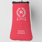 Klassischer Personalisierter Monogramm Name Red Pu Golf Headcover (Rotieren 90)