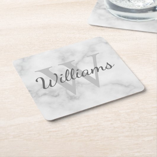 Klassischer Personalisierter Monogramm- und Namens Rechteckiger Pappuntersetzer (angewinkelt)