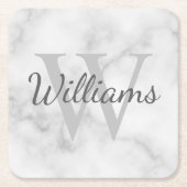 Klassischer Personalisierter Monogramm- und Namens Rechteckiger Pappuntersetzer (Vorderseite)