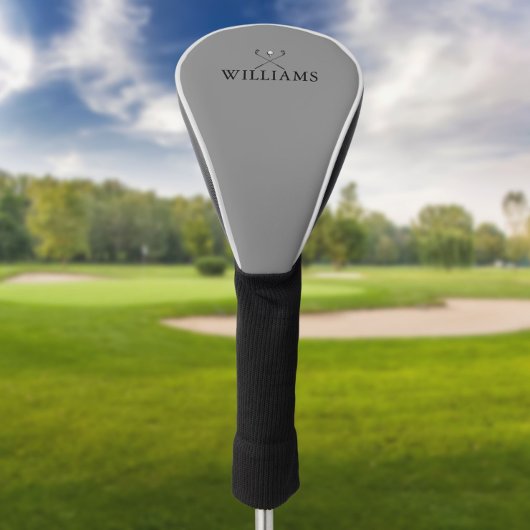 Klassischer Personalisierter Name Golfklubs Grau Golf Headcover