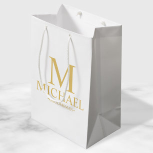 Klassischer Personalisierter Trauzeuge aus Weiß un Mittlere Geschenktüte
