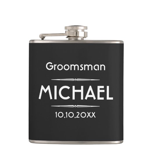 Klassischer Personalisierter Trauzeuge Flachmann (Vorderseite)