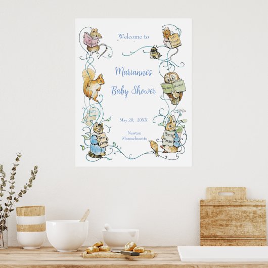 Klassischer Peter der Rabbit Baby Dusche Grosser E Poster (Küche)