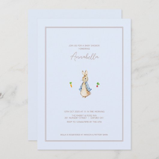 Klassischer Peter der Rabbit Beatrix Bunny Baby Du Einladung (Vorne/Hinten)