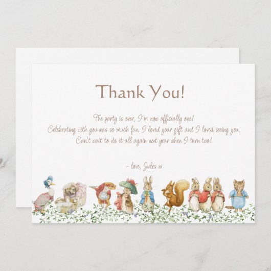 Klassischer Peter des Kaninchens Geburtstag Dankeskarte (Vorne/Hinten)