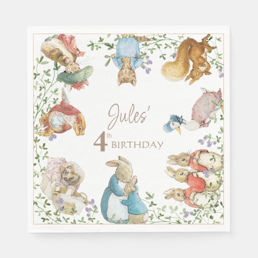 Klassischer Peter des Kaninchens Geburtstag Serviette (Vorderseite)