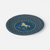 Klassischer Pferde-Reit-Tartan-Karo Baby Shower Pappteller (Schrägansicht)